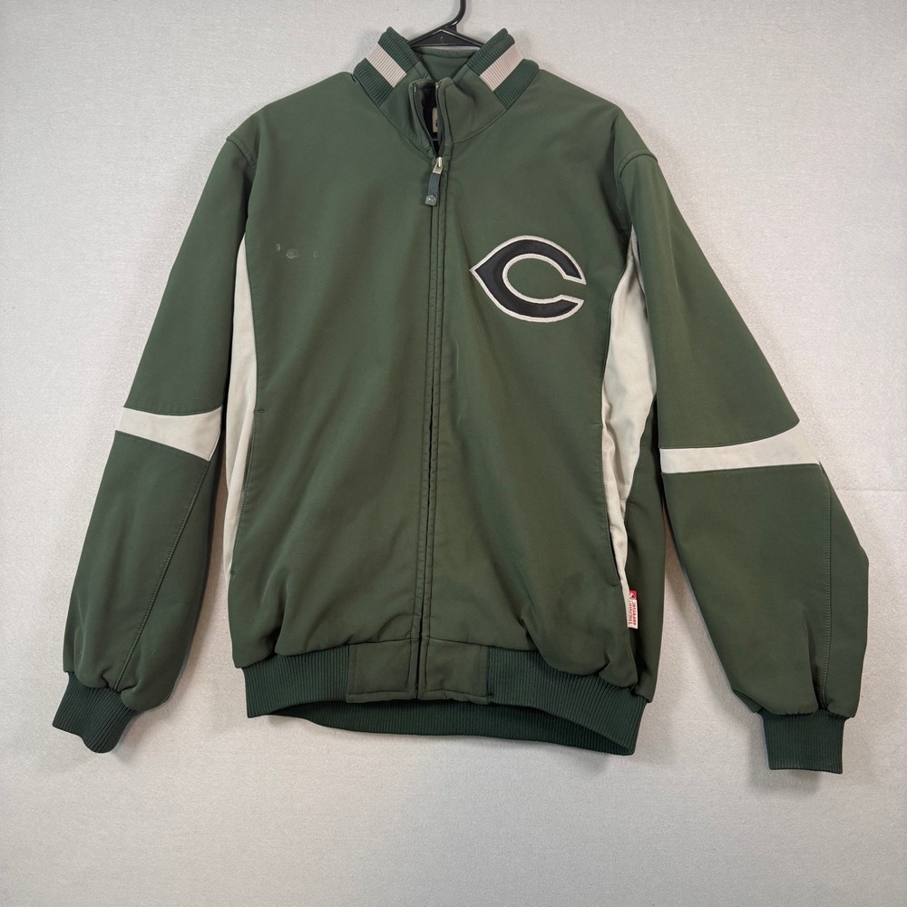 Vintage Majestic Chicago Bears Bomber Jacket Mens XL Green Therma Base NFL Rare